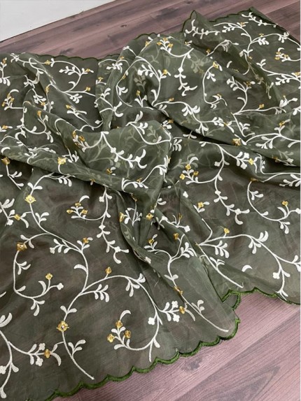 Festival Season Pure Organza Saree with exotic artistically handcrafted with zari jal 