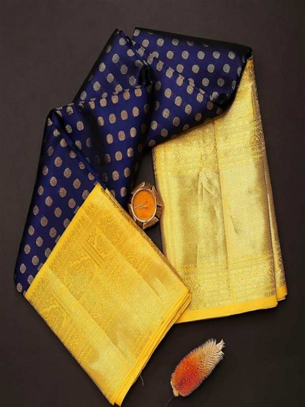 Amazing Stylish Blue Color Soft Lichi Silk Weaving Saree 