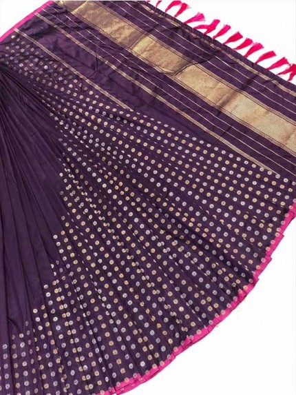 Wedding Look Purple Color Banarsi Handloom Weave saree