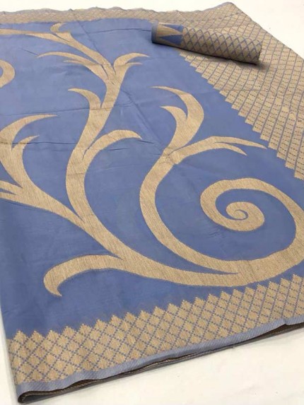 New Designer Blue Colour  Soft Modal cotton with Designer weaving Saree