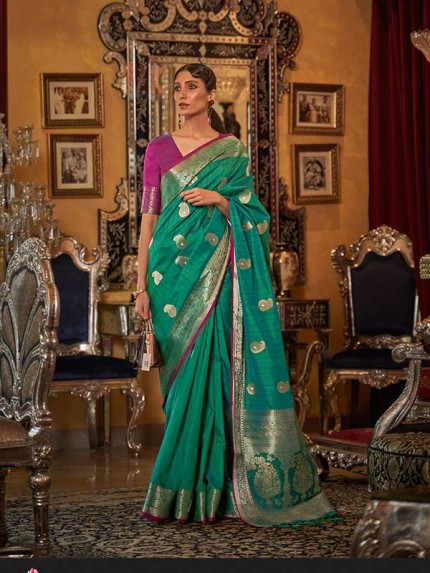 Festival Look  Green Colour Tessar Silk Weaving Saree