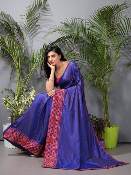 Classic Look Sana Silk Saree with Hotflix diamond work