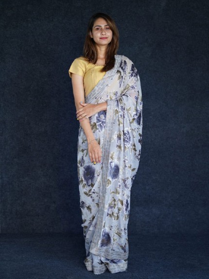 Classic Look Braso fabric Printed Saree with stone work
