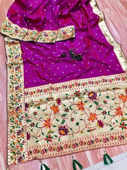 Function wear Purple color Pure Kanchipuram Silk Saree 