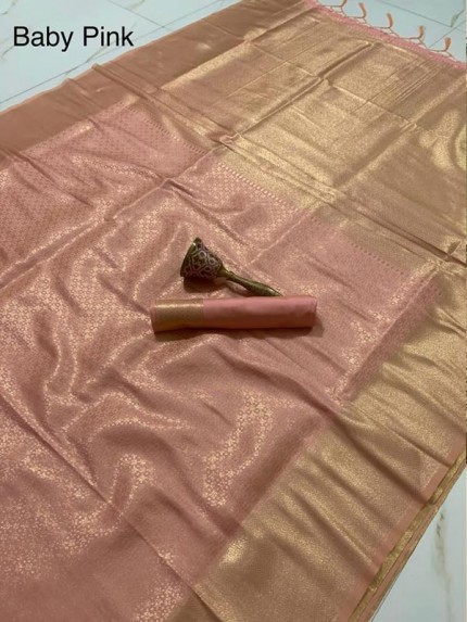 Soft Silk weaving Mina Zari Saree with Contrast Zari Border