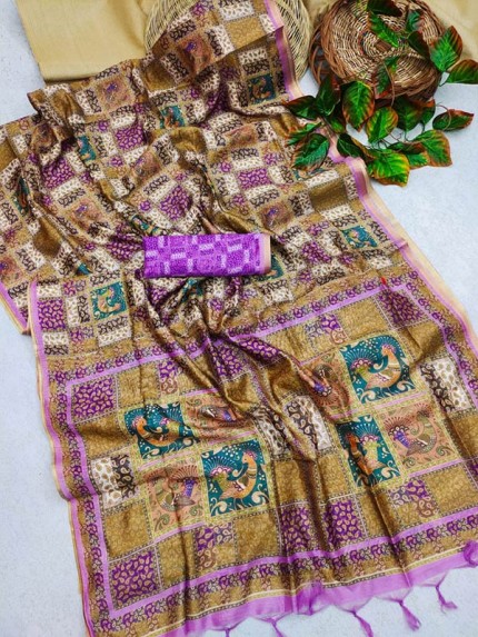 New Designer Mul Linen Cotton Saree with woven border