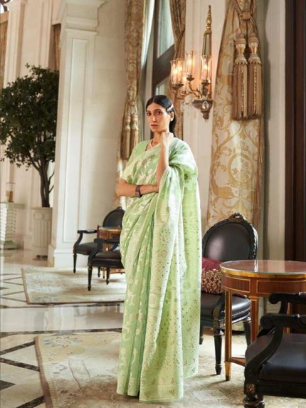 Stunning Look Green Colour  Modal Chikankari Weaving Saree