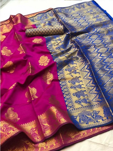 Pretty Look Pink Color Banarasi Silk Saree with Zari work