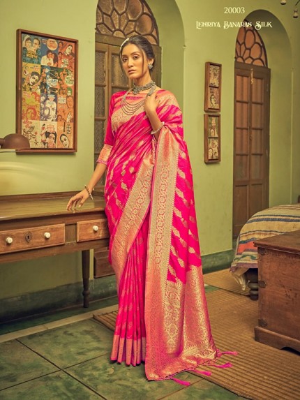 Branded  Soft Banarasi Silk with Leheriya Zari Weaving