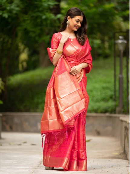Stunning Look Banarasi Silk Tanchoi Saree with self weaving allover
