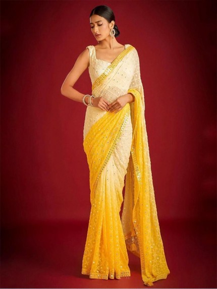 Gorgeous Look Georgette Silk Saree with Embroidery worked