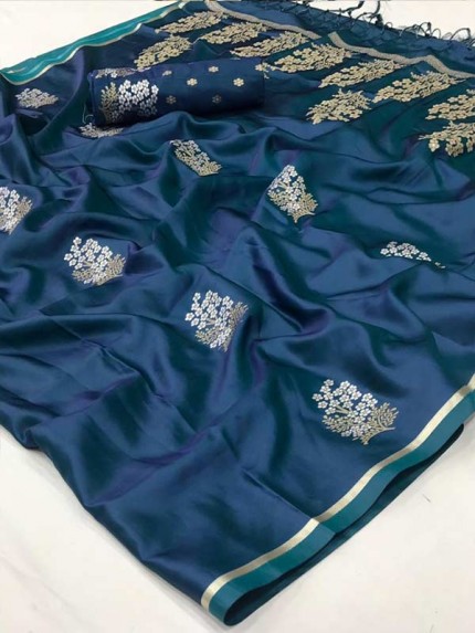 Floral Style Pure Sattin Weaving silk Saree