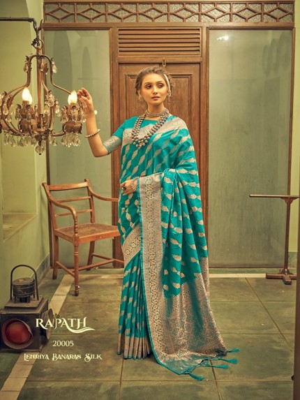 Branded  Soft Banarasi Silk with Leheriya Zari Weaving