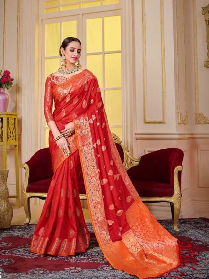 Red Colour Married Season Soft Slub Silk saree