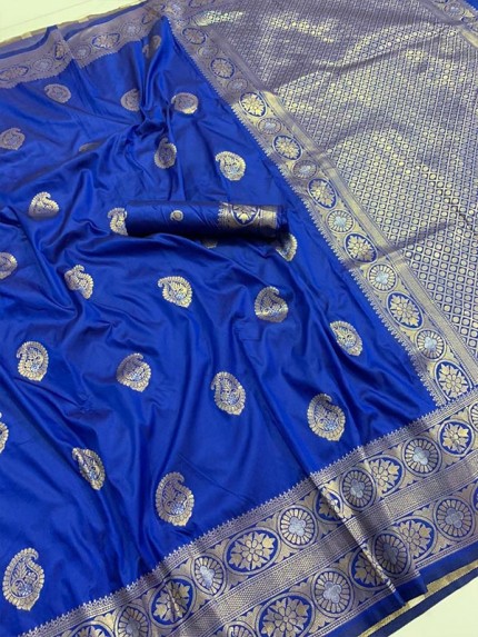 Premium Look Banarasi Handloom Silk Weaving Saree with Rich Heavy zari Border