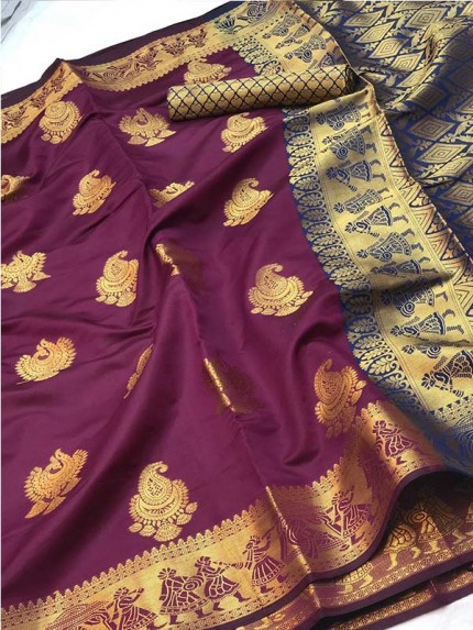 Pretty Look Purple Color Banarasi Silk Saree with Zari work