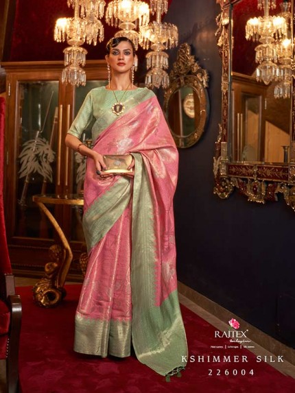  Beautiful Pink Color  Zari Base Handloom Weaving