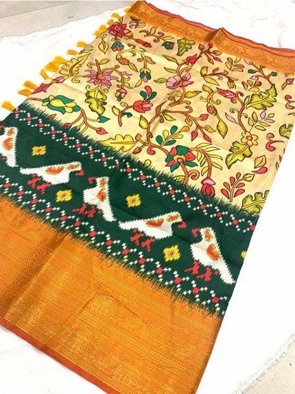 Royal Flower Print Soft Silk Banrasi Saree