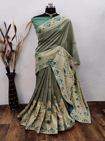Party Wear look Soft Lichi Silk Saree with Running Blouse 