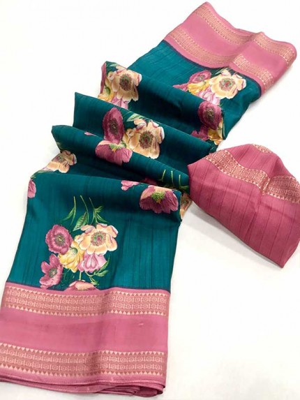 Soft Printed Silk with Border Saree