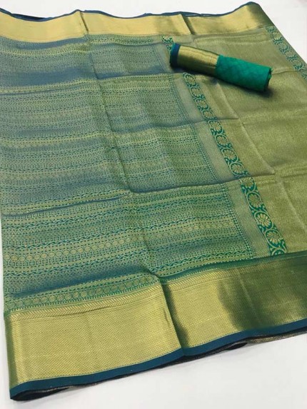  Beautiful Green Color Soft handloom Weaving silk Saree