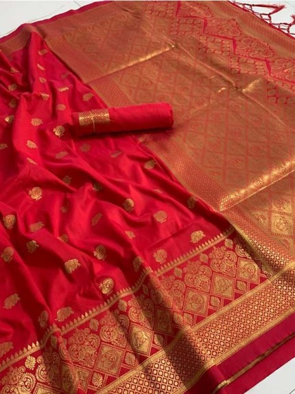Fabulous Two Tone Soft Silk With Reach Pallu Saree