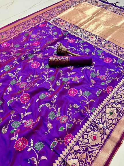Fabulous Silk weaving Saree with mina Zari border