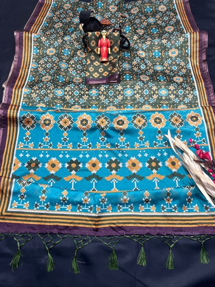 Traditional Mooga Cotton Silk Patola Printed Saree