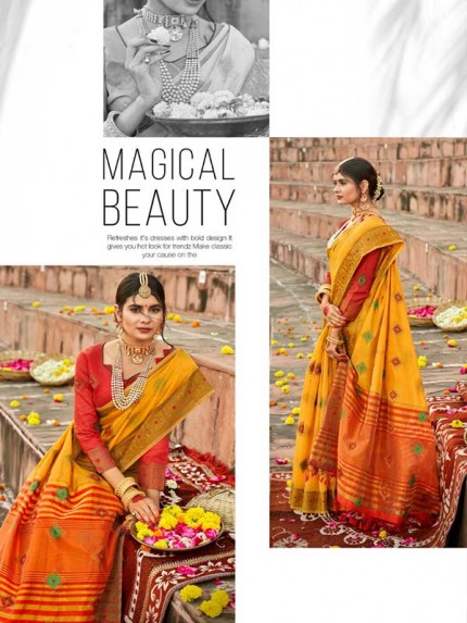 Designer Multi Colour Soft Cotton Weaving Saree