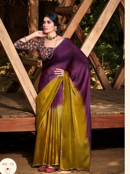 Finnest Look 3d Velvet Chiffon With Sequence Blouse Saree