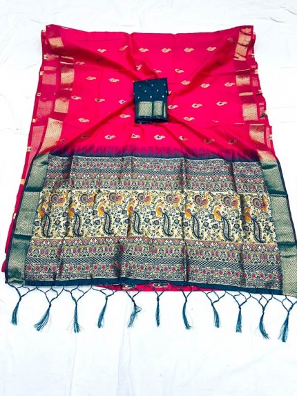 Superb Trending Pink Silk weaving Saree with beautiful RIch Pallu