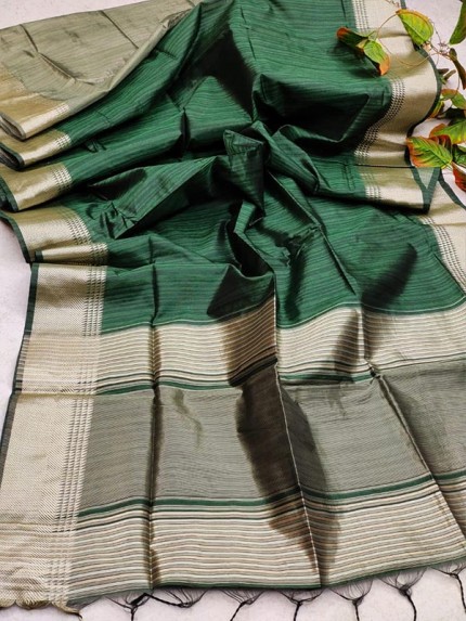 Designer Silk weaving Saree with beautiful zari border & silver & gold zari Pallu