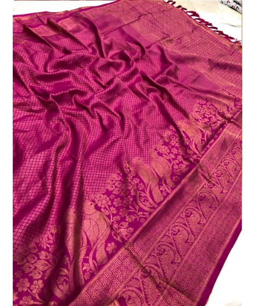 Stunning Look Pink Colour Pure Banarasi Silk With Pure Gold Kasab Jari ...